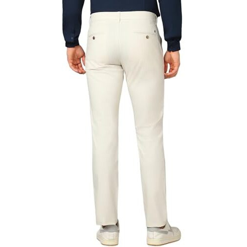 Louis Philippe Men's Tapered Mid Rise Pants (Lytfcslpa24329_Beige, 32
