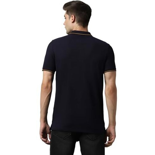 Louis Philippe Cotton Men's Solid Slim Fit T-Shirt (Lrkpcslfi53303_Navy, Large