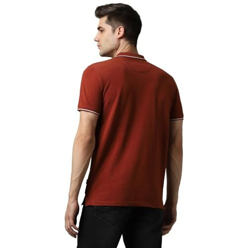 Louis Philippe Men's Solid Slim Fit T-Shirt (Lrkpcslf177215_Rust