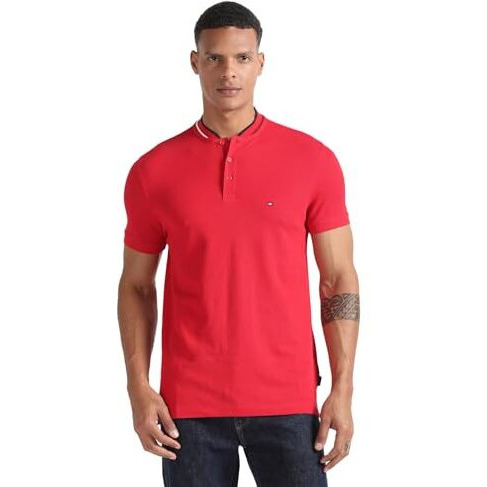 Tommy Helfiger Red Color Mens T-Shirt (L)