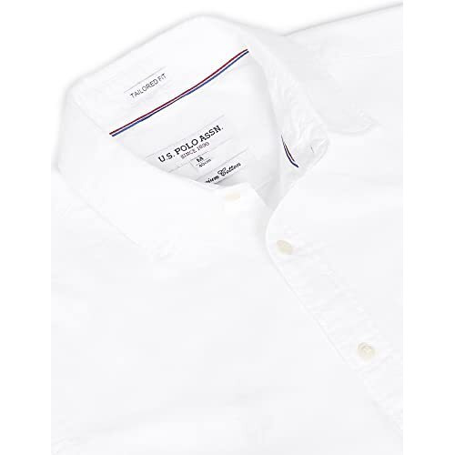 U.S. Polo Assn. Men's Solid Spread Collar Premium Cotton Oxford Tailored Fit Shirt (Usshtr0028_White_Xl)