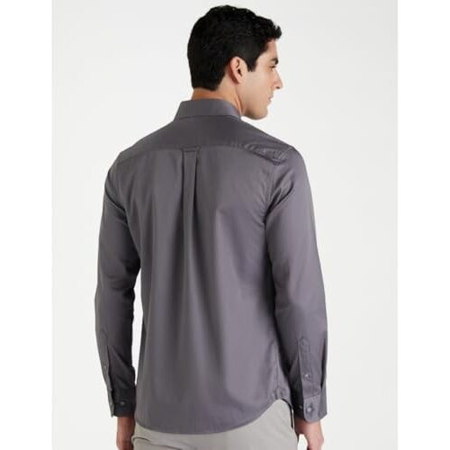 U.S. Polo Assn. Men's Solid Spread Collar Cotton Tailored Fit Shirt (Usshtr0033_Grey_M)