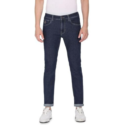 U.S. Polo Assn. Men's Brandon Slim Tapered Fit Mid Rise Jeans (Udjeno0823_Blue - Light Washed_30)