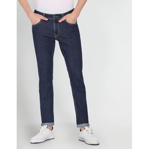 U.S. Polo Assn. Men's Brandon Slim Tapered Fit Mid Rise Jeans (Udjeno0823_Blue - Light Washed_30)