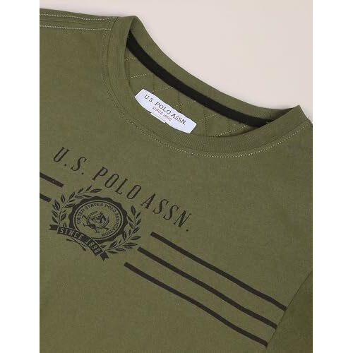 U.S. Polo Assn. Men's Crew Neck Brand Print Cotton T-Shirt (Ustshs1369_Green_M)