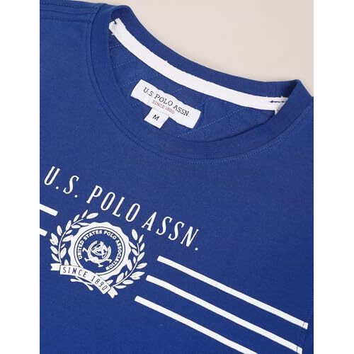 U.S. Polo Assn. Men's Crew Neck Long Sleeve Brand Print Cotton T-Shirt (Ustshs1385_Blue_L)