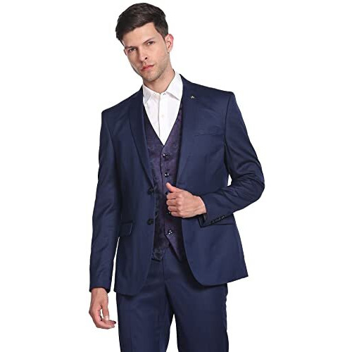 Arrow Men's Polyester Single Breasted Suits (Arafsu5531_Blue