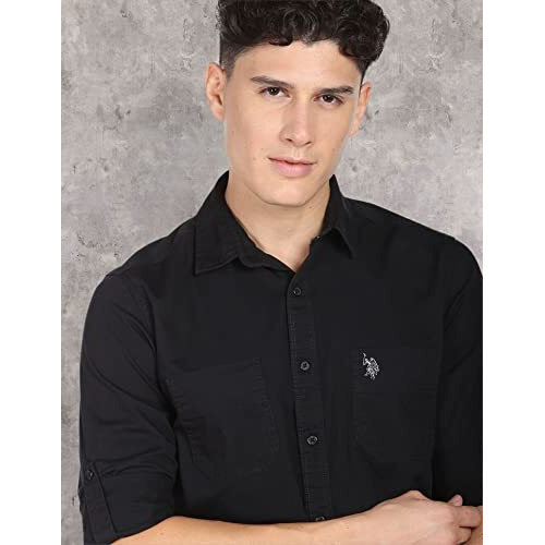 U.S. Polo Assn. Men's Cotton Regular Fit Shirt Black Medium