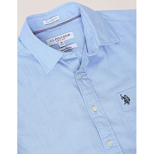 U.S. Polo Assn. Men's Solid Regular Fit Shirt (Usshtfx0012_Light Blue