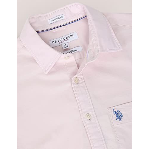 U.S. Polo Assn. Mens Cotton Solid Oxford Fs Regular Fit Shirts (Usshtfx0014_Pink_Large)