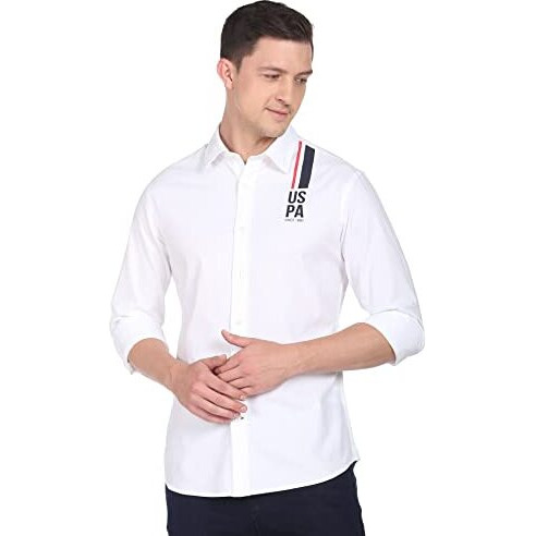 U.S. Polo Assn. Men Oxford Logo Regular Fit Shirt White