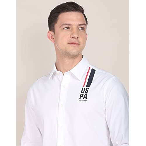 U.S. Polo Assn. Men Oxford Logo Regular Fit Shirt White