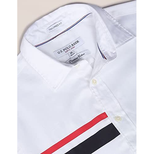 U.S. Polo Assn. Men Cotton Satin Logo Regular Fit Shirt White, Medium