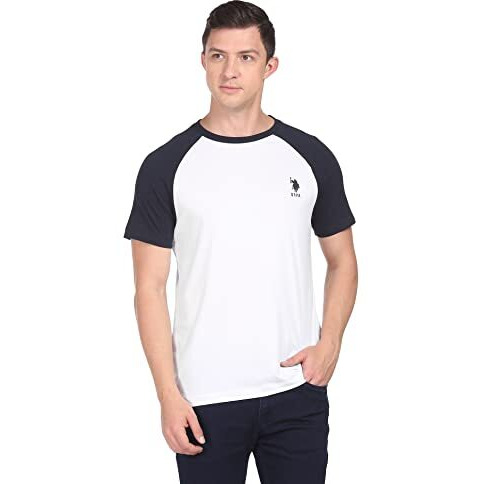U.S. Polo Assn. Mens Cotton Hs Round Neck Regular Fit T-Shirts (Ustshf0061_White_Xxl)