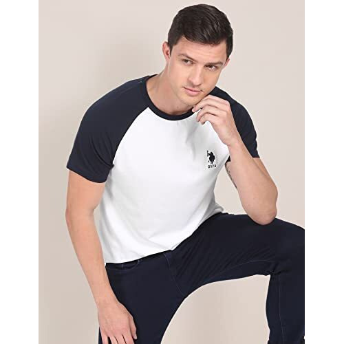 U.S. Polo Assn. Mens Cotton Hs Round Neck Regular Fit T-Shirts (Ustshf0061_White_Xxl)