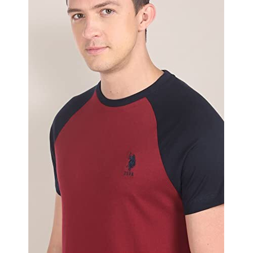 U.S. Polo Assn. Men's Cotton Regular Fit T-Shirts (Ustshf0063_Red L)