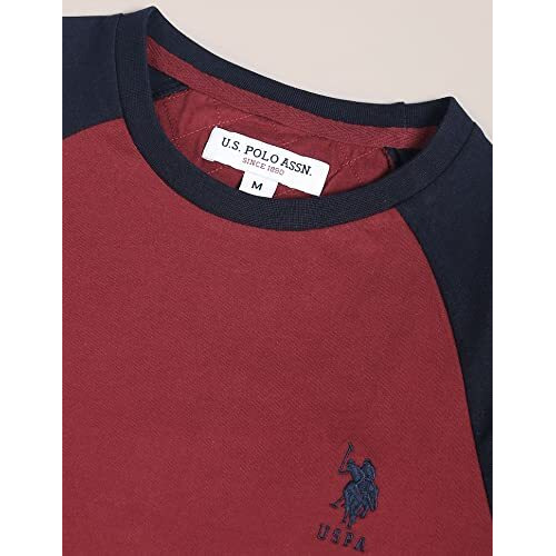U.S. Polo Assn. Men's Cotton Regular Fit T-Shirts (Ustshf0063_Red L)