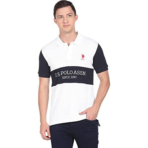 U.S. Polo Assn. Men's Cotton Regular Fit T-Shirt (Ustshf0107_White, Large