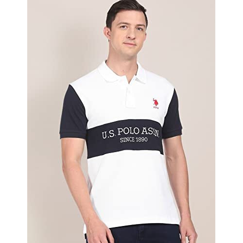 U.S. Polo Assn. Men's Cotton Regular Fit T-Shirt (Ustshf0107_White, Large