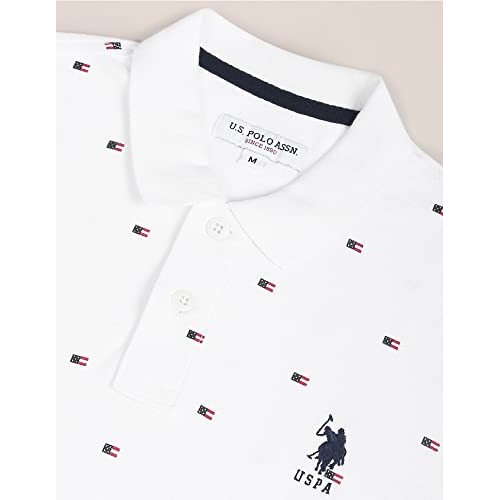 U.S. Polo Assn. Cotton Mens Hs Polo Neck Regular Fit T-Shirts (Ustshf0119_White_Large)