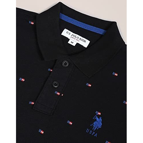 U.S. Polo Assn. Men's Cotton Printed Regular Fit T-Shirt (Ustshf0122_Black, Large