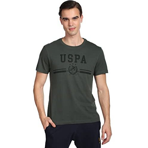 U.S. Polo Assn. Men's Cotton Regular Fit T-Shirt (Udtshf0205_Olive, Large