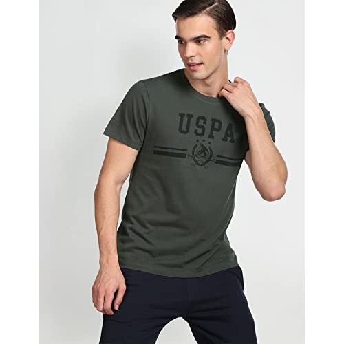 U.S. Polo Assn. Men's Cotton Regular Fit T-Shirt (Udtshf0205_Olive, Large