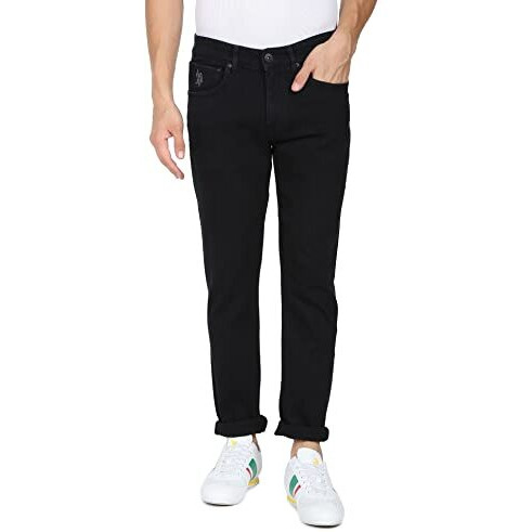 U.S. Polo Assn. Mens Delta Mid Rise Slim Jeans (Udjeno1001_Black_30)