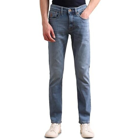 U.S. Polo Assn. Men's Slim Mid Rise Jeans (Udjeno1018_Blue, 34