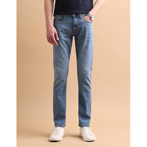 U.S. Polo Assn. Men's Slim Mid Rise Jeans (Udjeno1018_Blue, 34