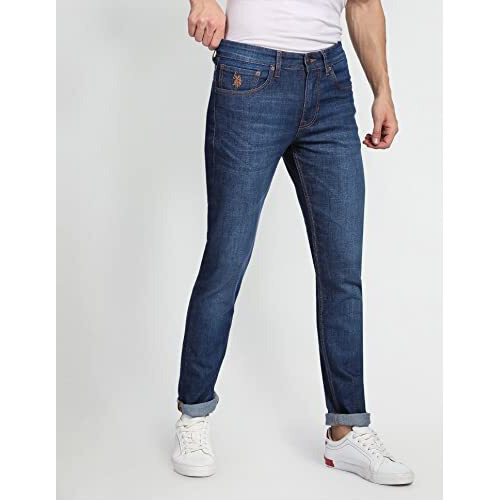 U.S. Polo Assn. Men's Slim Mid Rise Jeans (Udjeno1020_Blue,36