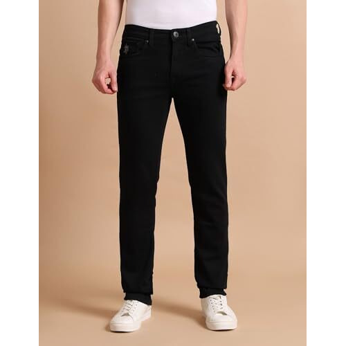 U.S. Polo Assn. Men's Skinny Mid Rise Jeans (Udjeno1021_Black