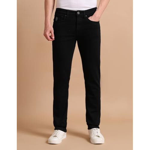 U.S. Polo Assn. Men's Skinny Mid Rise Jeans (Udjeno1021_Black