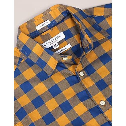 Regular Fit Buffalo Check Casual Shirt Mustard