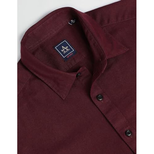Arrow Men's Solid Full Sleeve Slim Fit Point Collar Cotton Casual Shirt Brown