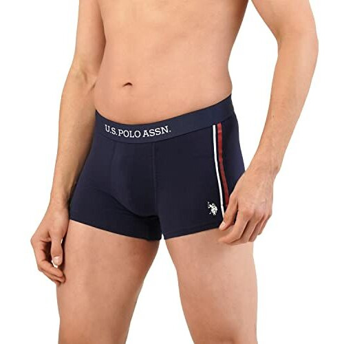 U.S. Polo Assn. Signature Stripe Antibacterial Et001 Trunks - Pack Of 1 (Navy M), Men, Cotton