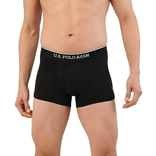 U.S. Polo Assn. Men Cotton Stretch Antibacterial Et004 Trunks - Pack Of 2 (Black/Bosphorous S)