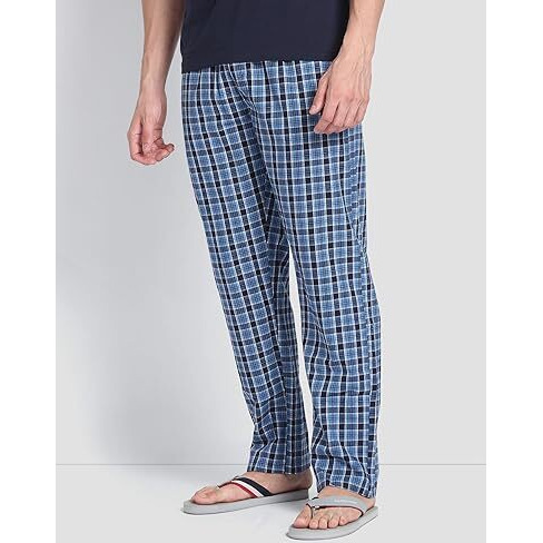 U.S. Polo Assn. Mens Cotton Casual Style Comfort Fit Check Lp001 Lounge Pants - Pack Of 1 (Bluenavywhite L)