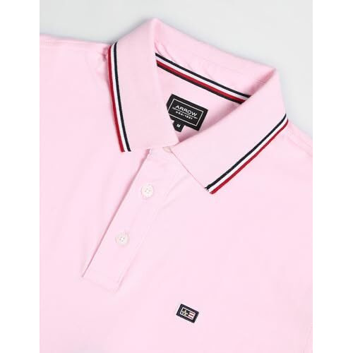 Arrow Men's Solid Half Sleeve Regular Fit Cotton Polo T-Shirt Pink