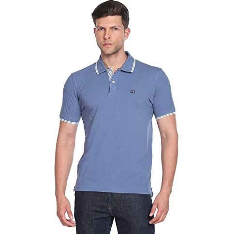 Arrow Men's Solid Half Sleeve Regular Fit Cotton Polo T-Shirt Dark Blue