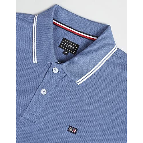 Arrow Men's Solid Half Sleeve Regular Fit Cotton Polo T-Shirt Dark Blue