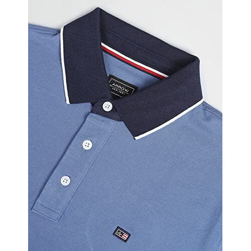 Arrow Men's Solid Half Sleeve Regular Fit Cotton Polo T-Shirt Medium Blue