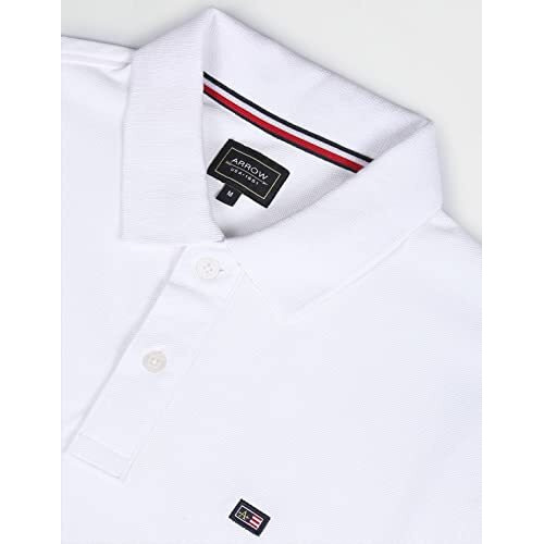Arrow Men's Printed Half Sleeve Regular Fit Cotton Polo T-Shirt White
