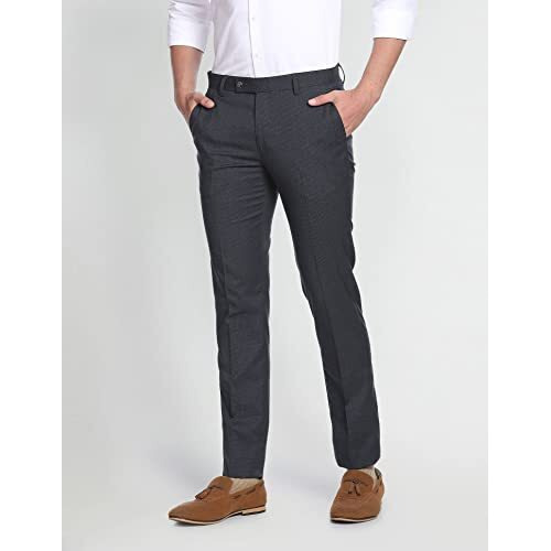 Arrow Men's Structured Tailored Fit Polyester Formal Trouser