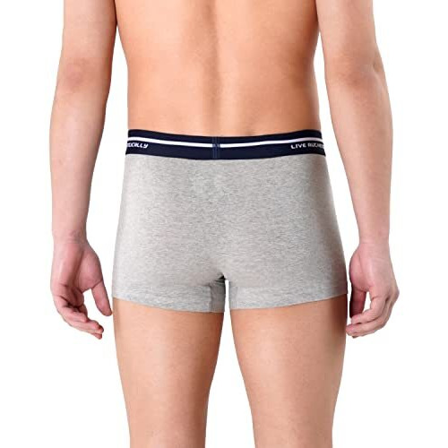 U.S. Polo Assn. Men Logo Waistband Cotton Stretch Iyai Trunks - Pack Of 2 (Bright Blue/Grey Mel L)