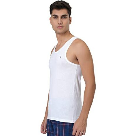 U.S. Polo Assn. Men Antibacterial Cotton Bamboo Pv001 Regular Fit Vest - Pack Of 1 (White L)