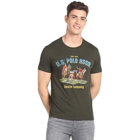 U.S. Polo Assn. Men's Phulkari Slim Fit T-Shirt (Udoen1Ts1_Olive
