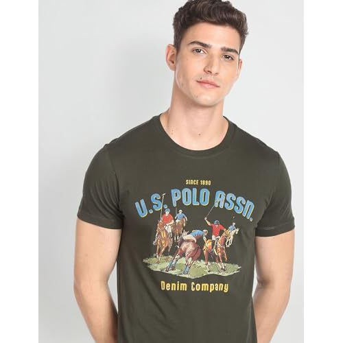 U.S. Polo Assn. Men's Phulkari Slim Fit T-Shirt (Udoen1Ts1_Olive