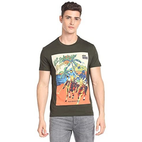 U.S. Polo Assn. Men's Phulkari Slim Fit T-Shirt (Udoen1Ts3_Olive