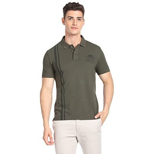 U.S. Polo Assn. Men's Striped Slim Fit T-Shirt (Udoen1Polo100_Olive